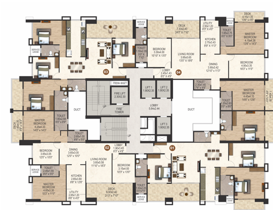 4 BHK Floor Plan